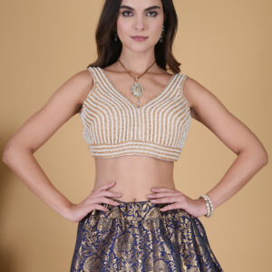 sleeveless golden blouse