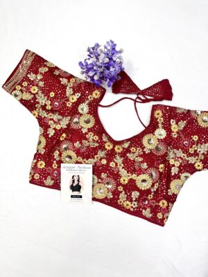 heavy red embroidery blouse