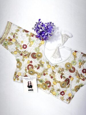 off white full emroidery blouse