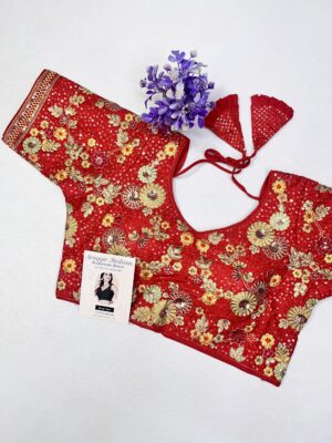 red blouse embroidery
