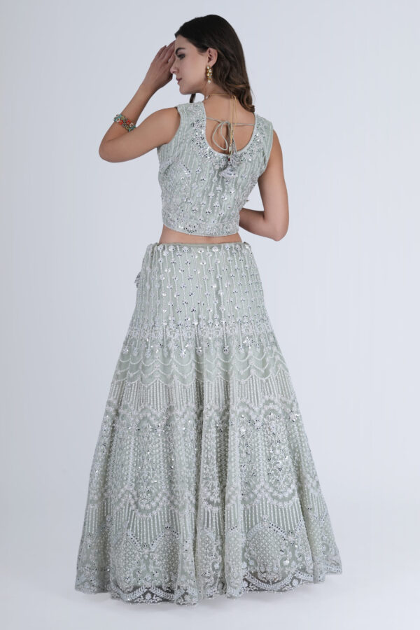 Light green Elite mirror work lehenga - Image 2