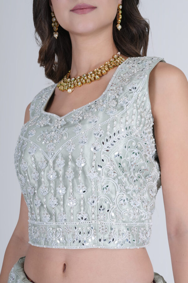 Light green Elite mirror work lehenga - Image 6