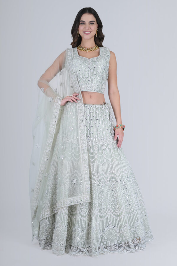 Light green Elite mirror work lehenga - Image 7