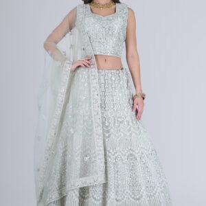 Pista Green Embellished Legnga Choli