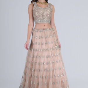 Ivory Peach Embellished Lehnga Choli