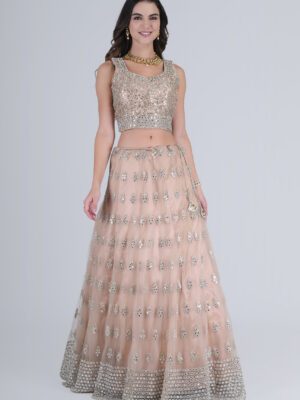 Ivory Peach Embellished Lehnga Choli