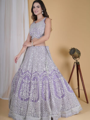Mauve Embroidered Lehenga Choli