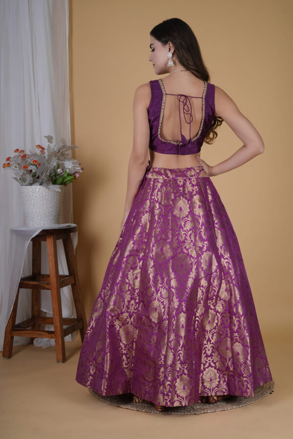 Awesome Purple Banarsi Brocade Lehnga - Image 2