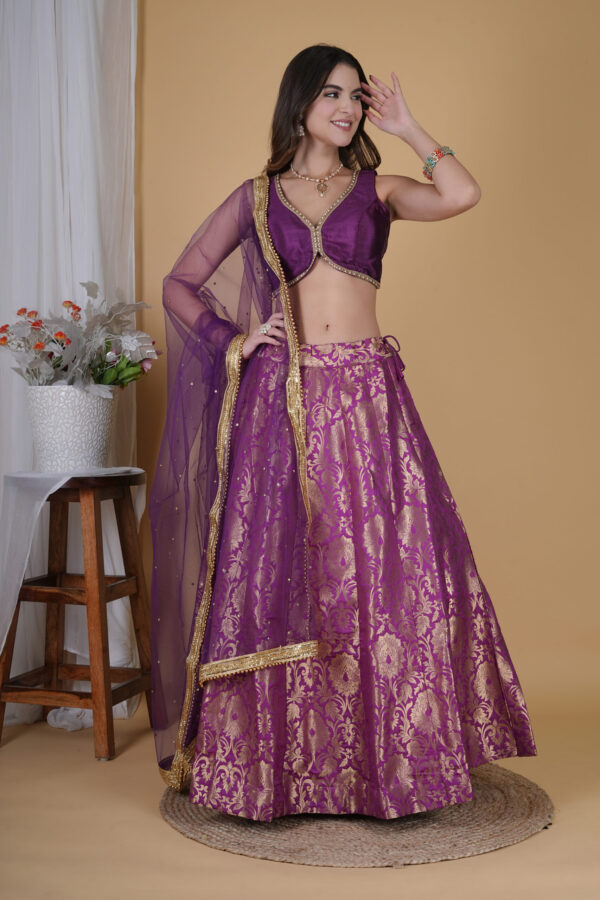 Awesome Purple Banarsi Brocade Lehnga