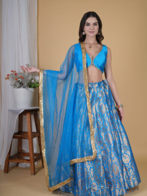 Awesome Purple Banarasi Brocade Lehenga