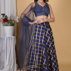 Navy Blue Gota Sabyasachi inspired Blouse Lehenga Set