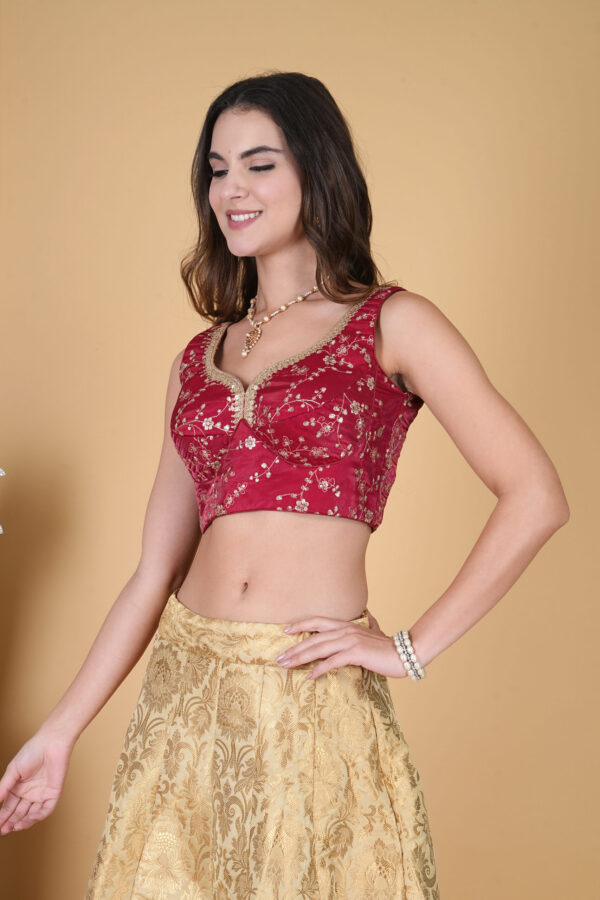 Sweetheart Rosy Red Embroidered Blouse - Image 3