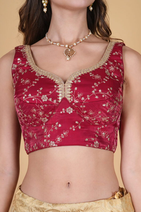 Sweetheart Rosy Red Embroidered Blouse - Image 5