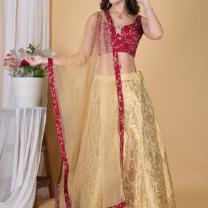 Golden Banarsi Lehnga with Embroidered Choli