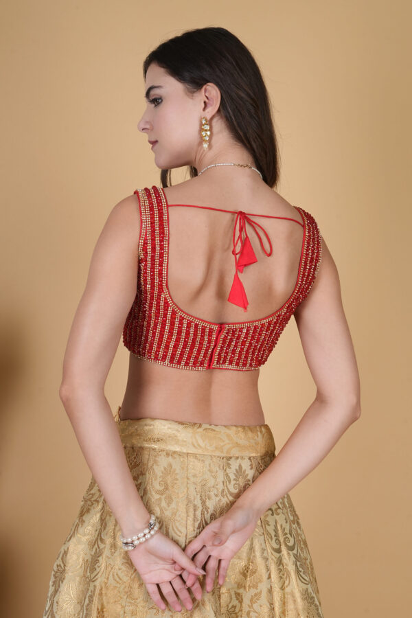 Red Crystal Beaded Diamond Blouse - Image 2