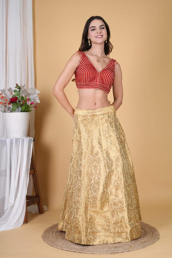 Red Crystal Beaded Diamond Blouse - Image 6