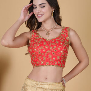 Red sleeveless Mirror Blouse