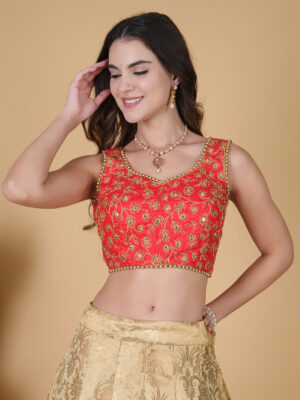 Red sleeveless Mirror Blouse