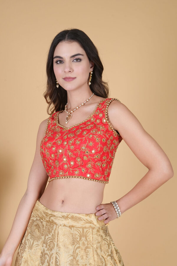 Red sleeveless Mirror Blouse - Image 3