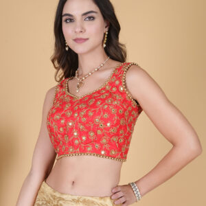 Red Fawx Mirror Embroidery Blouse