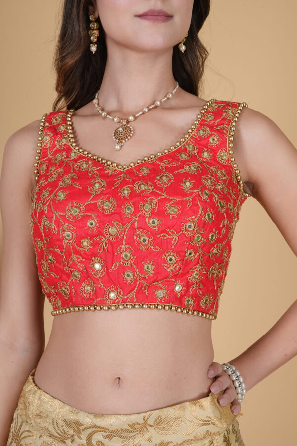 Red sleeveless Mirror Blouse - Image 5