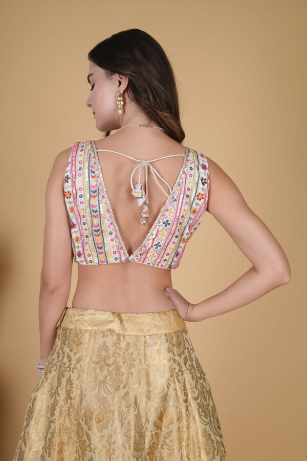 White Multicolored Embroidery Blouse - Image 2