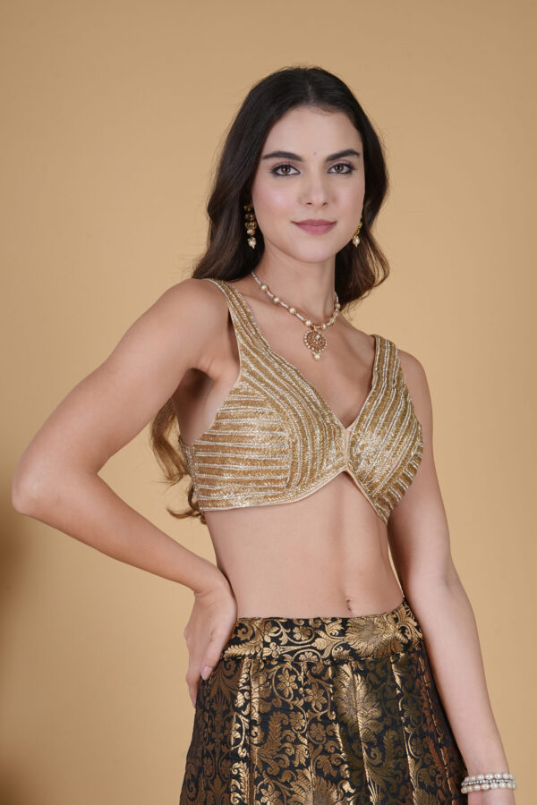 Golden Silver Sleeveless Beads Blouse - Image 4