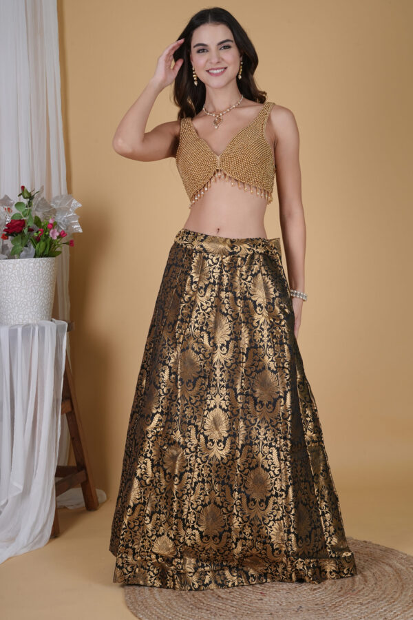 Golden Pearl Beads Blouse with Hanging tassels - Image 3