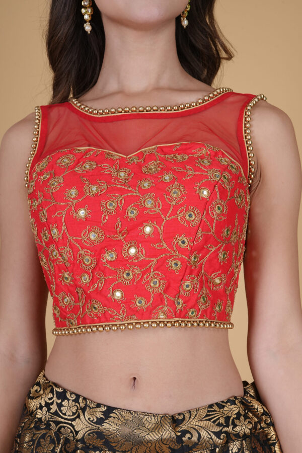 Stylish Red Fawx Mirror Blouse - Image 6