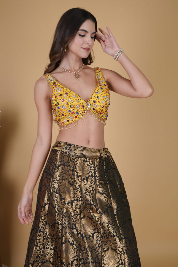 Yellow Jewelry Embellishments Blouse - Image 6