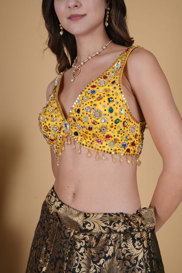Yellow Jewelry Embellishments Blouse - Image 7
