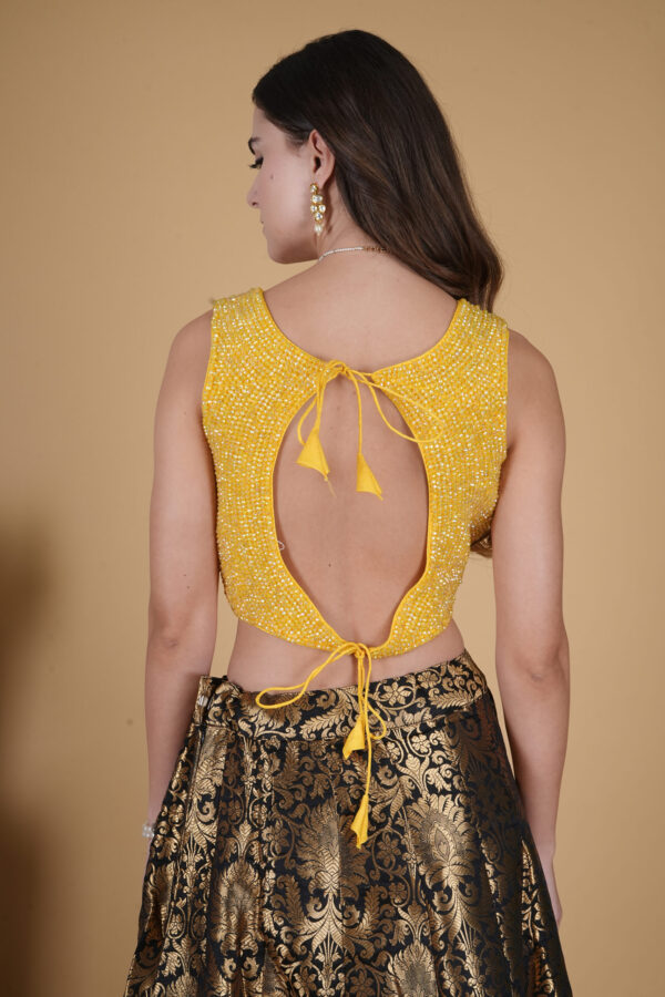 Yellow Crystal Beads Blouse - Image 2