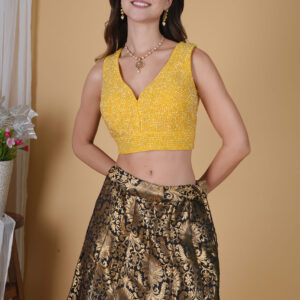 Yellow Crystal Beads Blouse