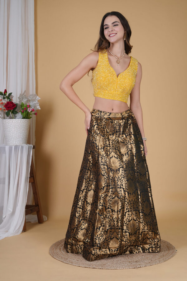 Yellow Crystal Beads Blouse - Image 7