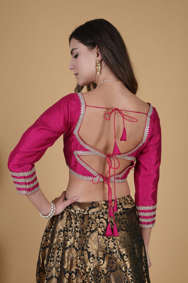 Modern Hot Pink Saree Blouse - Image 2