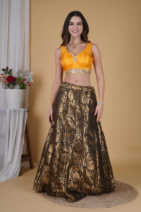 Yellow Cut Sleeves Silk Blouse - Image 7