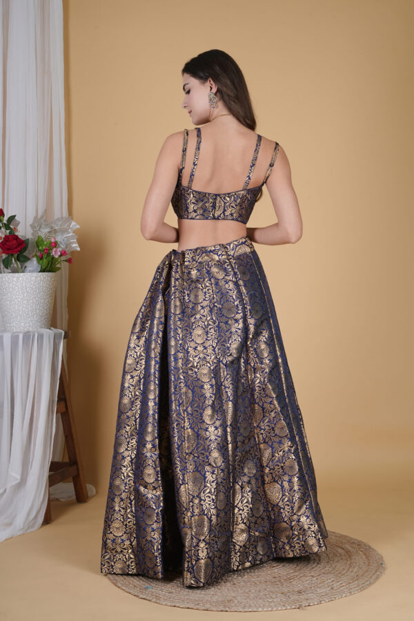 Designer Blue Banarsi Girlish Lehnga Choli - Image 2