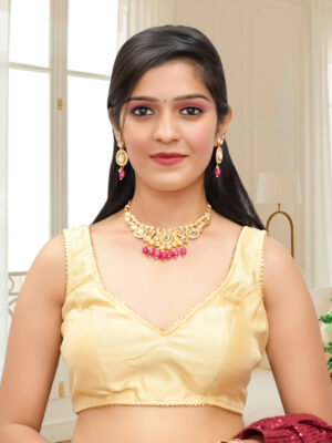 Golden Lace work Silk Embellished Blouse