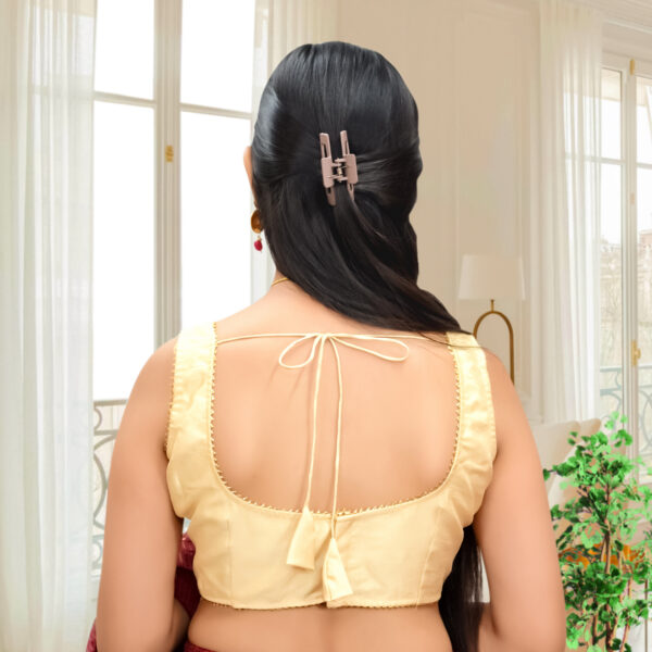 Golden Lace work Silk Embellished Blouse - Image 3