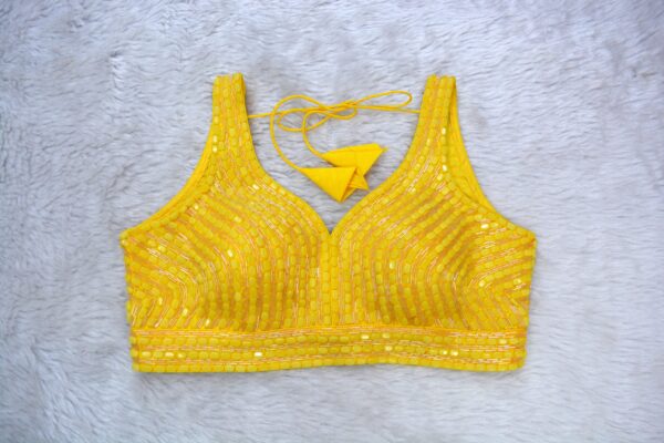 Yellow Cutdana Beaded embroidered blouse