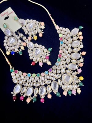 Kundan And Beads Multicolour Necklace Set