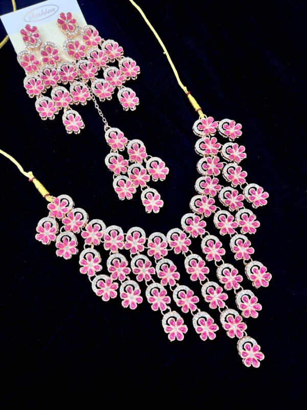 Hot Pink Floral Necklace Set