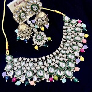 Kundan and Beads Multicolour Necklace Set