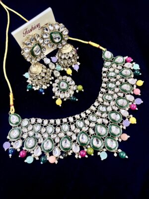 Kundan and Beads Multicolour Necklace Set