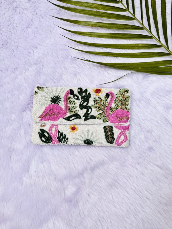 Beaded Crane Bird Clutch Purse - Image 2
