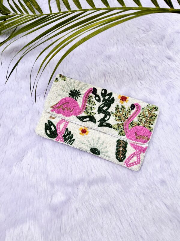 Beaded Crane Bird Clutch Purse - Image 3
