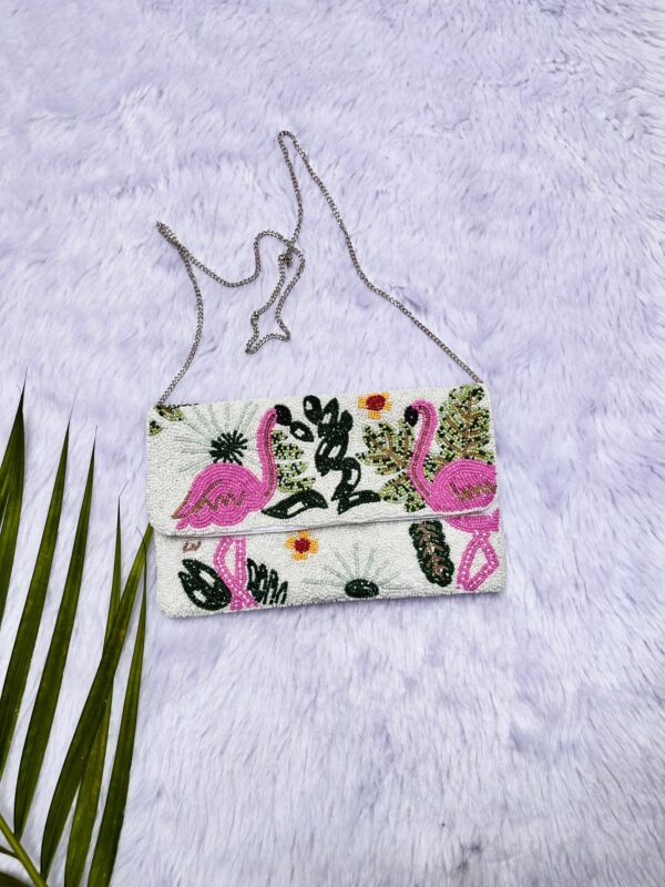 Beaded Crane Bird Clutch Purse - Image 6