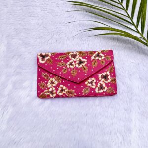 Beaded Hot Pink Clutch Purse
