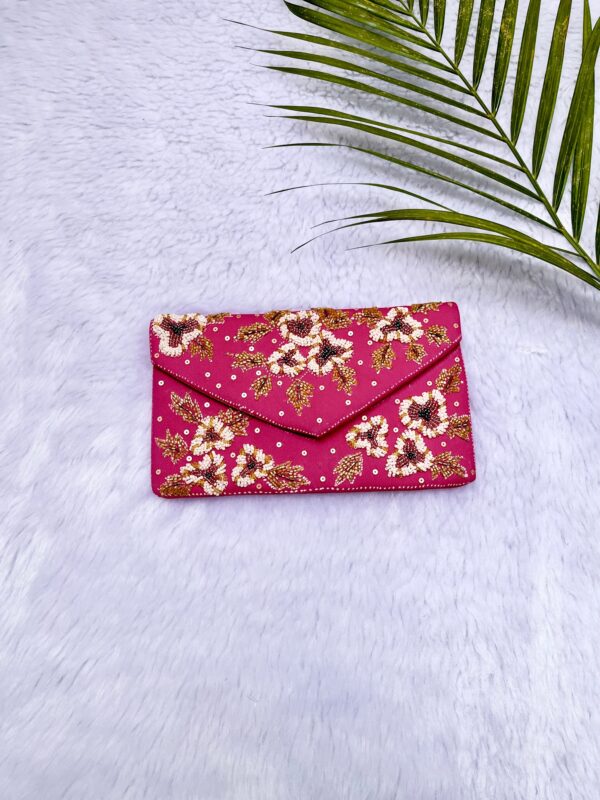 Beaded Hot Pink Clutch Purse