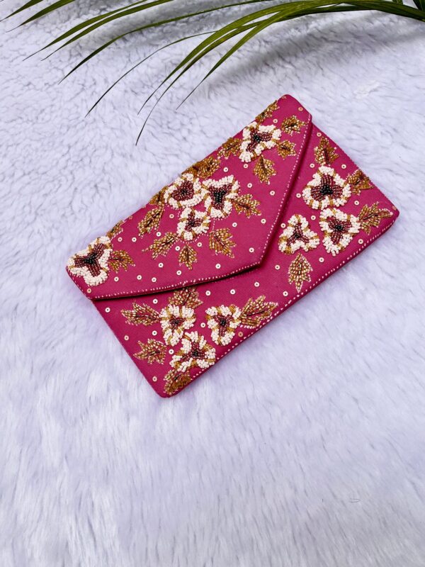Beaded Hot Pink Clutch Purse - Image 2